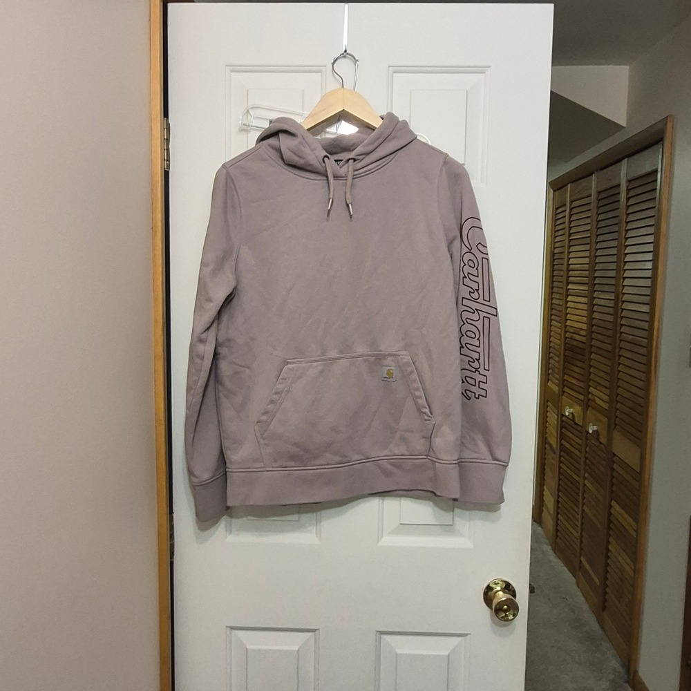 Carhartt Womens Rain Defender‎ Relaxed Fit Graphic Hoodie Mauve Medium M 8-10